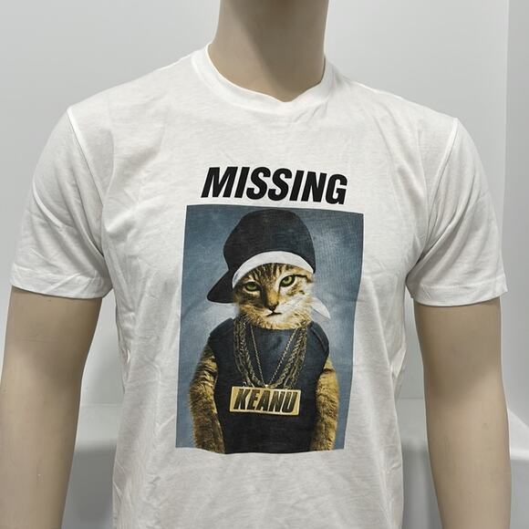 Next Level Apparel Missing Keanu T-Shirt Short Sleeve White Logo on Size M NWOT - Picture 3 of 9